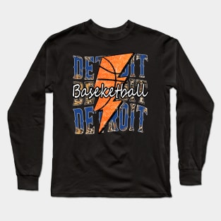 Graphic Basketball Detroit Proud Name Vintage Long Sleeve T-Shirt